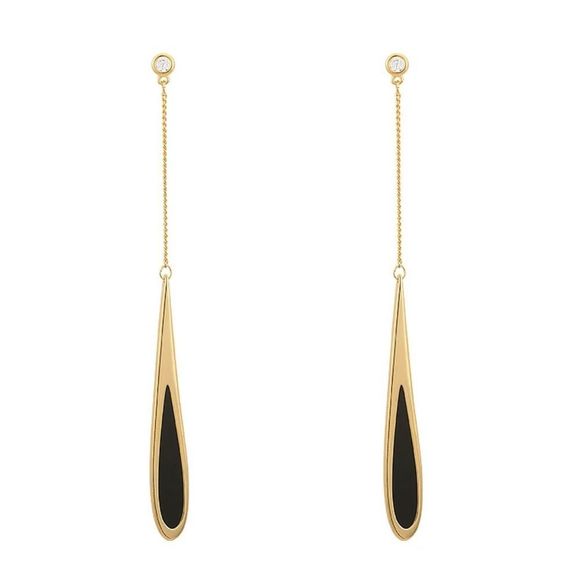 Dainty Black Drop Tassel Dangle Earrings NEW - Picture 3 of 10